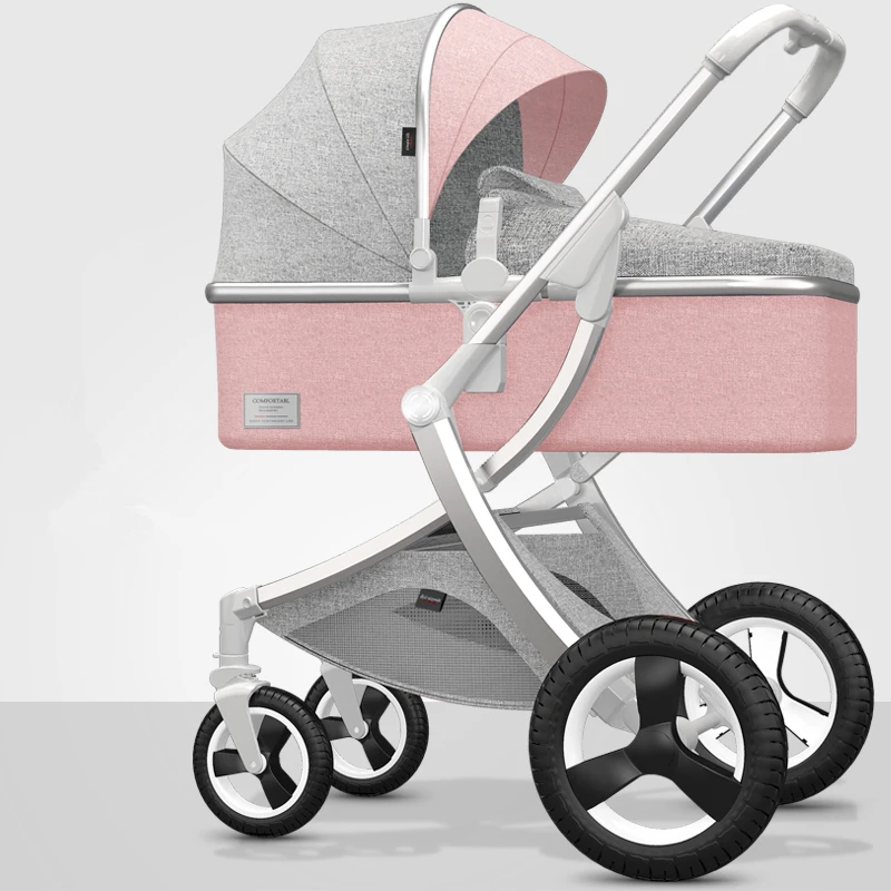 Adjustable Luxury Baby Stroller 3 in 1 Portable High Landscape Luxury Stroller Hot Mom Pink Stroller Travel Pram Pushchair