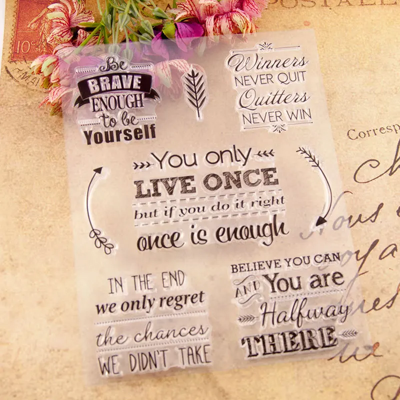 

WYSE Clear Stamps Live Once Stamps Word Alphabet Transparent Silicone Stamp Seal for DIY Scrapbooking Paper Card Making