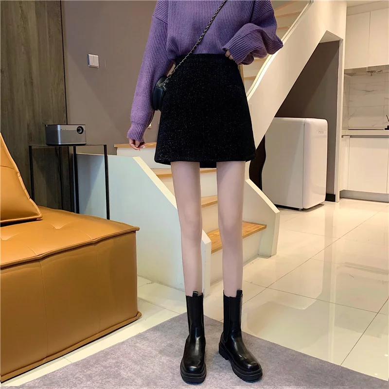 Реальная фотография экономичная невидимая юбка на молнии с высокой талией |