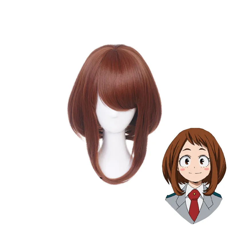 Wig 2 Аниме Костюмы мой герой Academy Косплей OCHACO URARAKA Униформа спортивный костюм для мужчин/wo мужчин взрослых топ брюки футболка набор париков - Цвет: Wig 2