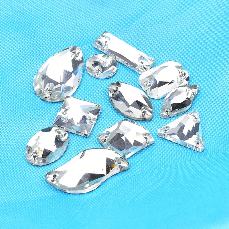 

Кристаллический камень Стразы смешанной формы разных размеров с 2 отверстиями, Серебряное основание стекло для шитья Камни diy/свадебное пла...