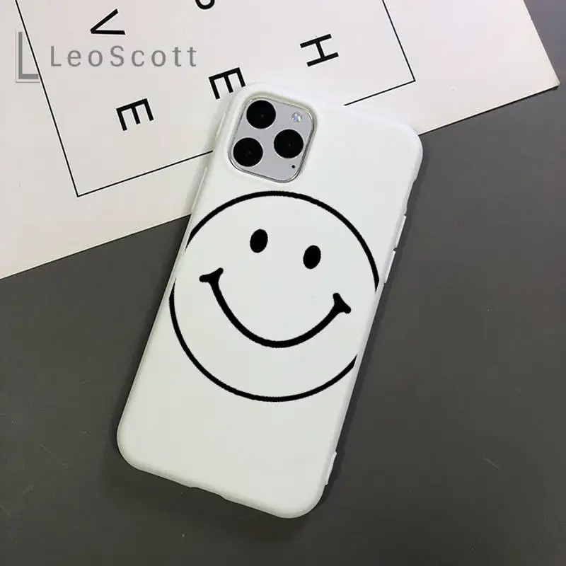 

Cartoon cute funny smiley expression Phone Case Candy Color for iPhone 11 12 mini pro XS MAX 8 7 6 6S Plus X 5S SE 2020 XR