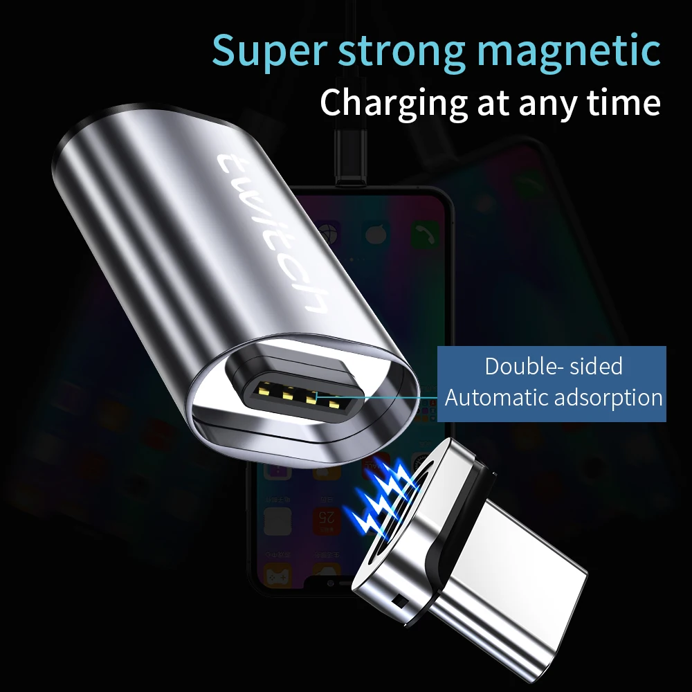 Twitch Magnetic Micro USB To USB C Magnet Adapter Microusb Connector for Iphone Xiaomi Huawei Samsung Magnetic Adapter Charging