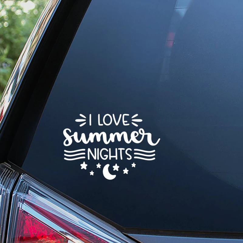 Черная/Серебристая Наклейка с надписью I Love Summer Nights забавная наклейка