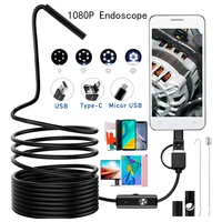 1080p car endoscope 8mm type c sewer inspection flexible camera 3 in 1 endoscopio usb android hd pipe borescope for smartphone