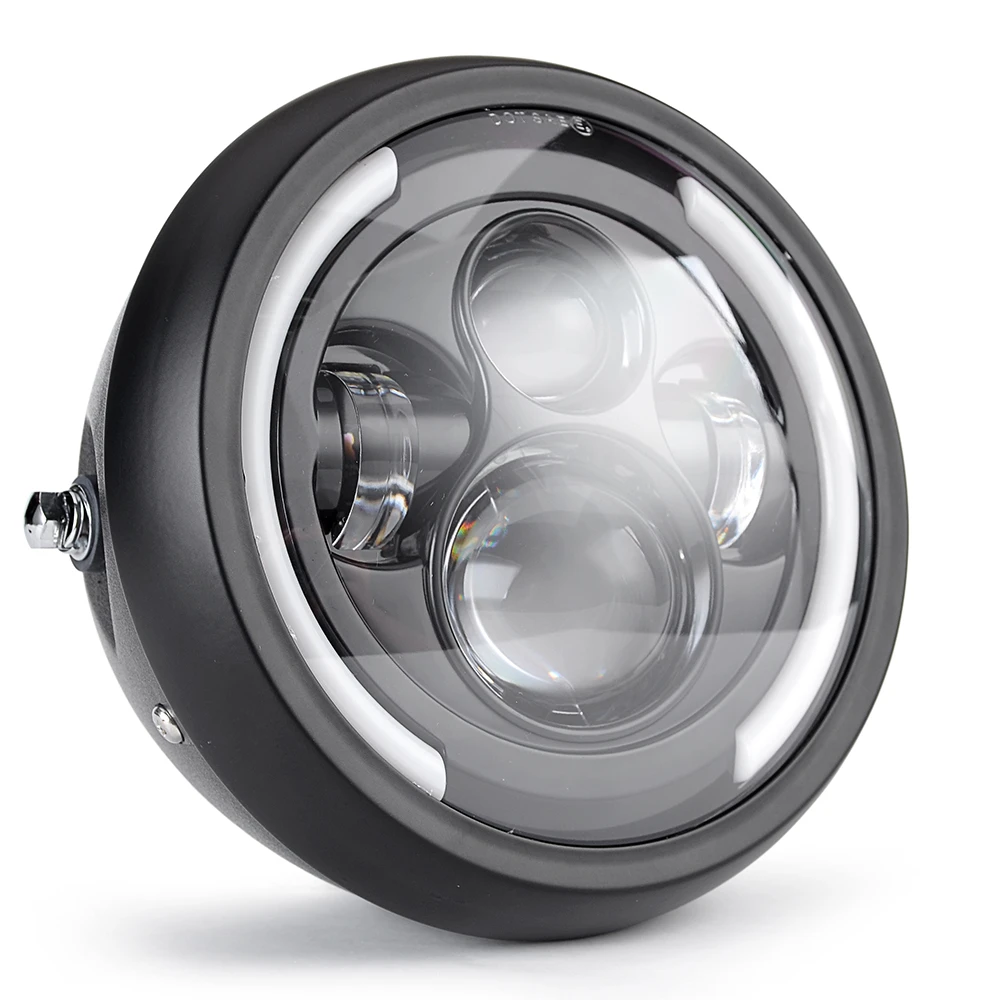 

7.5 inch Universal Cafe Racer Round Motorcycle LED Head lamp Headlamp Distance Light Refit 7.5" Motorcycle Headlight Cafe Racer
