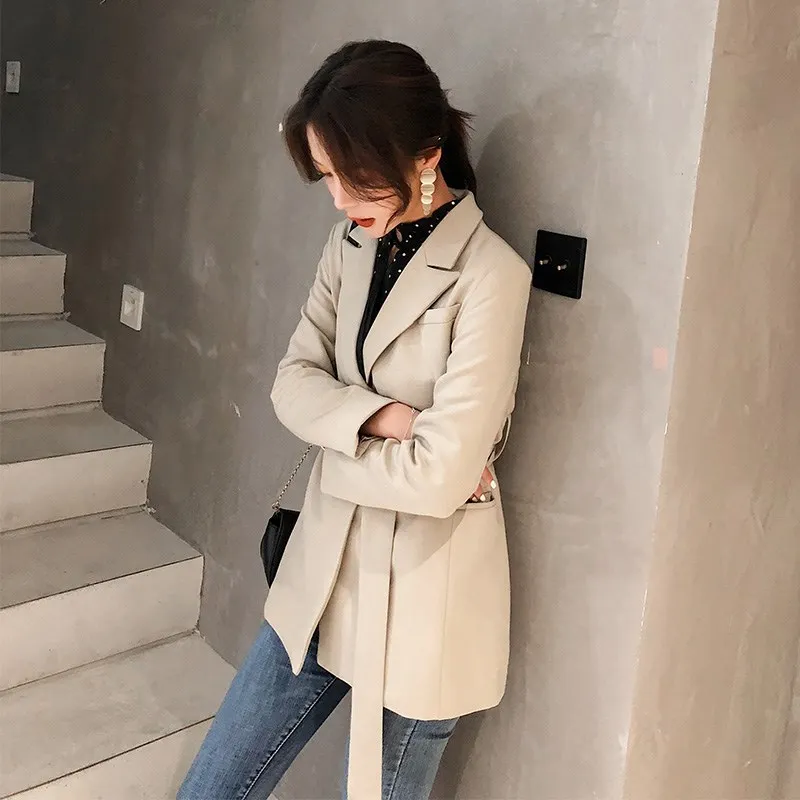 Весенне зимний женский модный офисный костюм на пуговицах Повседневная тонкая