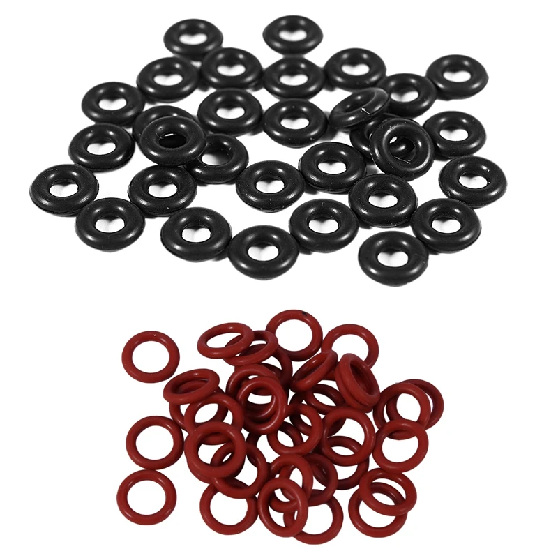 

50 Pcs Red Silicone O-Rings Oil Seal Ring 11Mm X 7 Mm X 2 Mm & 30 Pcs 2.5Mm X 6.5Mm X 2Mm Rubber O Rings For Wacky Worm Fishing