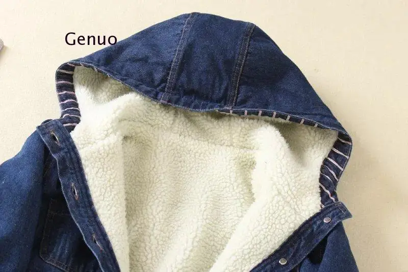 Модная зимняя джинсовая куртка с капюшоном для женщин Корея Стиль Осенняя овечка
