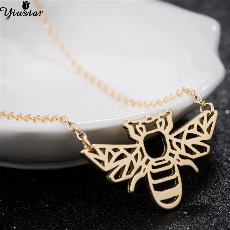 Модное ожерелье Yiustar с подвеской в виде пчелы оригами женское из нержавеющей