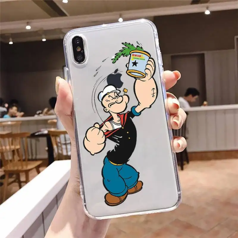 

Scrub Popeye Spinach High quality Phone Case Transparent soft For iphone 5 5s 5c se 6 6s 7 8 11 12 plus mini x xs xr pro max