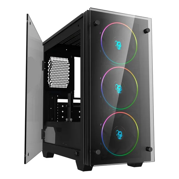 Микро ATX/мини ITX Midtower чехол CoolBox COO-DGC-M192-0 RGB светодиодный Black | Компьютеры и офис
