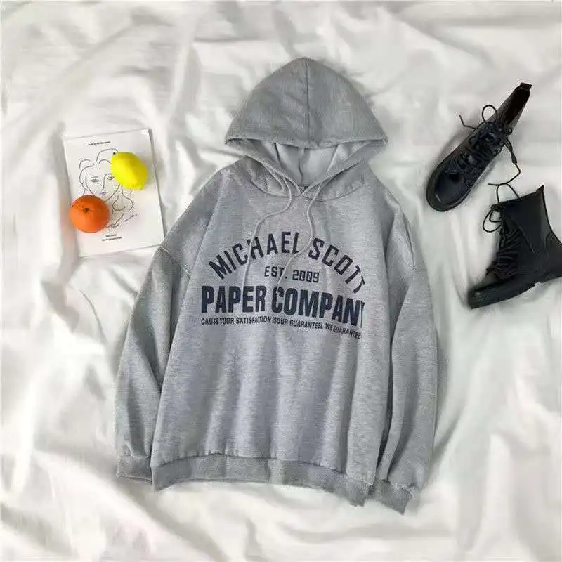 

Women Letter Print Pullover Hoodie Oversized Sweatshirt Women Summer Autumn Long Sleeve Vintage Gray Casual Hoodies Girls