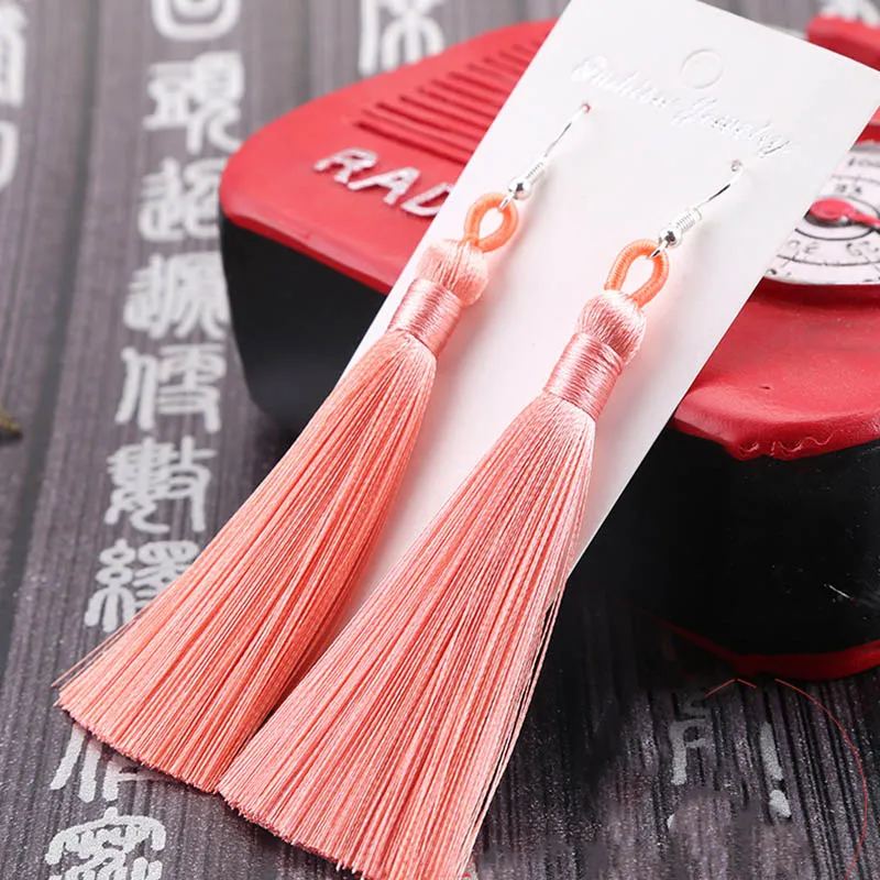 BTWGL модные богемные длинные серьги с кисточками из сплава белые красные ледяные