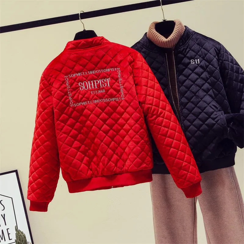 Модная женская короткая зимняя куртка с вышивкой корейское вельветовое