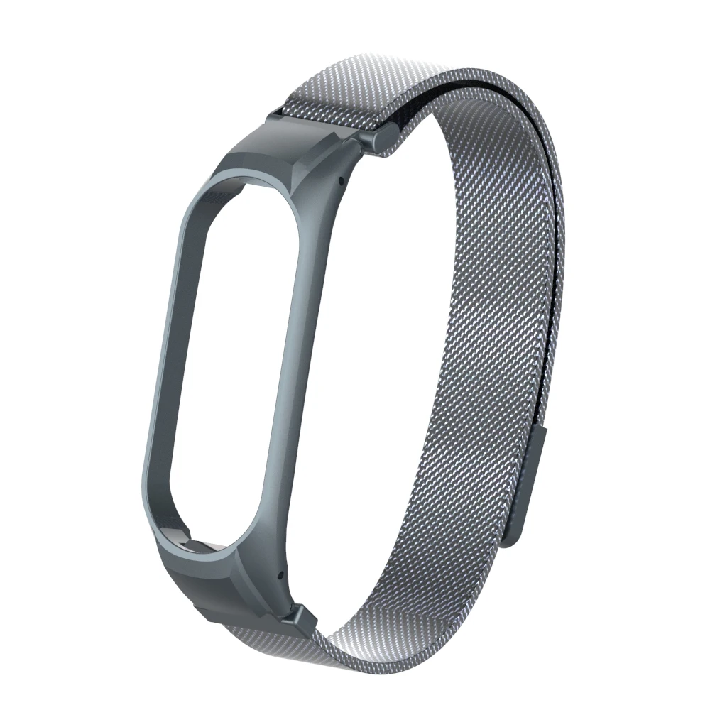 gray Браслет mi Band 4, 3, магнитный привлекательный металлический браслет и браслет для Xiaomi mi, Band 4, Смарт mi 3, 4, аксессуары, ремешок на запястье - Цвет: gray
