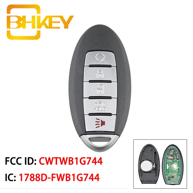 

BHKEY CWTWB1G744 Car Remote Key 1788D-FWB1G744 for Nissan Armada Infiniti QX56 QX80 Smart Car Key 5 Buttons for Nissan Key
