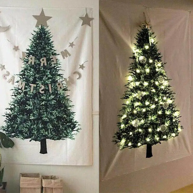 

150*75cm Christmas Tree Pine Wall Tapestry Hang Cloth Wall Decoration Cloth Holiday Background Cloth Bedroom Home Decor