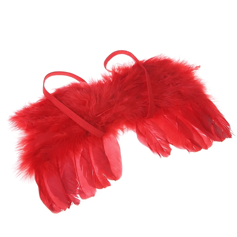 

Girl Newborn Baby Kids Flowers Feather Lace Headband & Angel Photo Prop