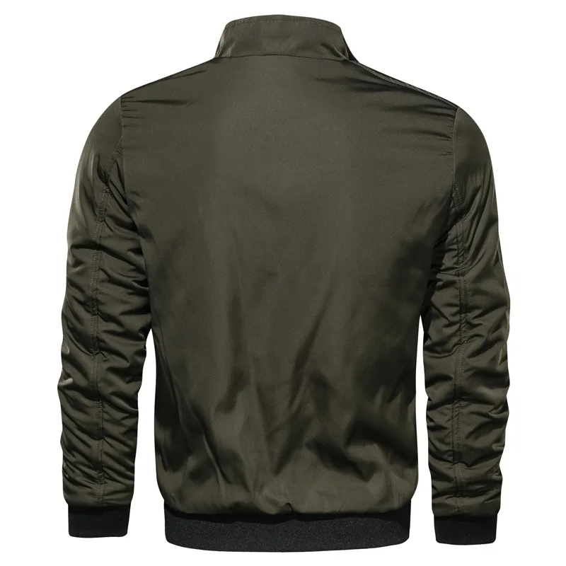 Мужская повседневная куртка-бомбер, осень, новая однотонная мужская одежда пилотов на молнии, приталенная мужская куртка-Карго