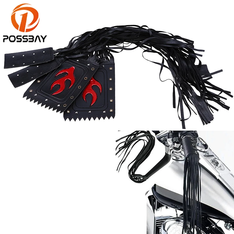 Кожаные бахромные ручки POSSBAY для мотоцикла чехол руля Рычажная кисточка Harley Chopper