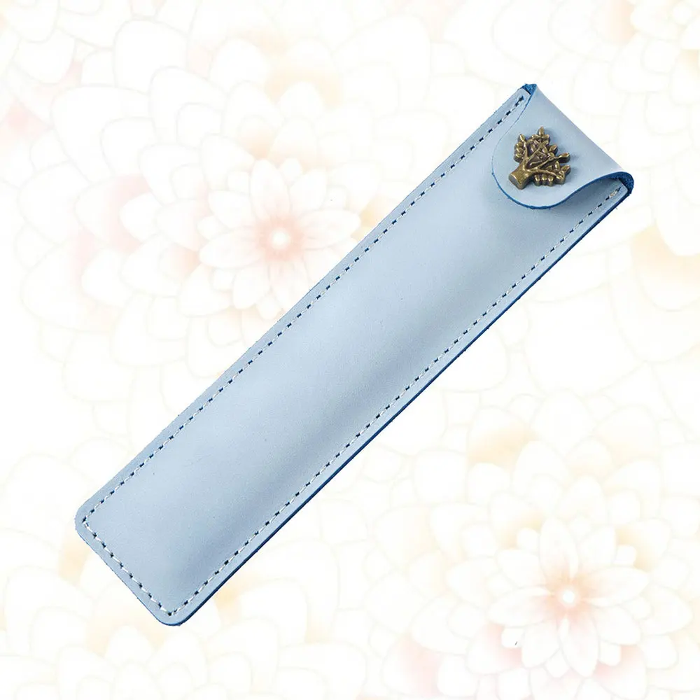 

Genuine Leather Pen Pouch Holder Single Pencil Bag Pen Case with Snap Button for Rollerball Fountain Ballpoint Pen (Black
