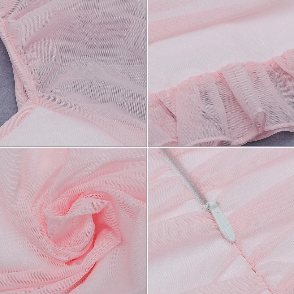 

Adyce 2021 New Winter Women Pink Lace Long Petal Sleeve Bandage Dress Sexy Ruffles Mini Celebrity Evening Runway Party Dresses