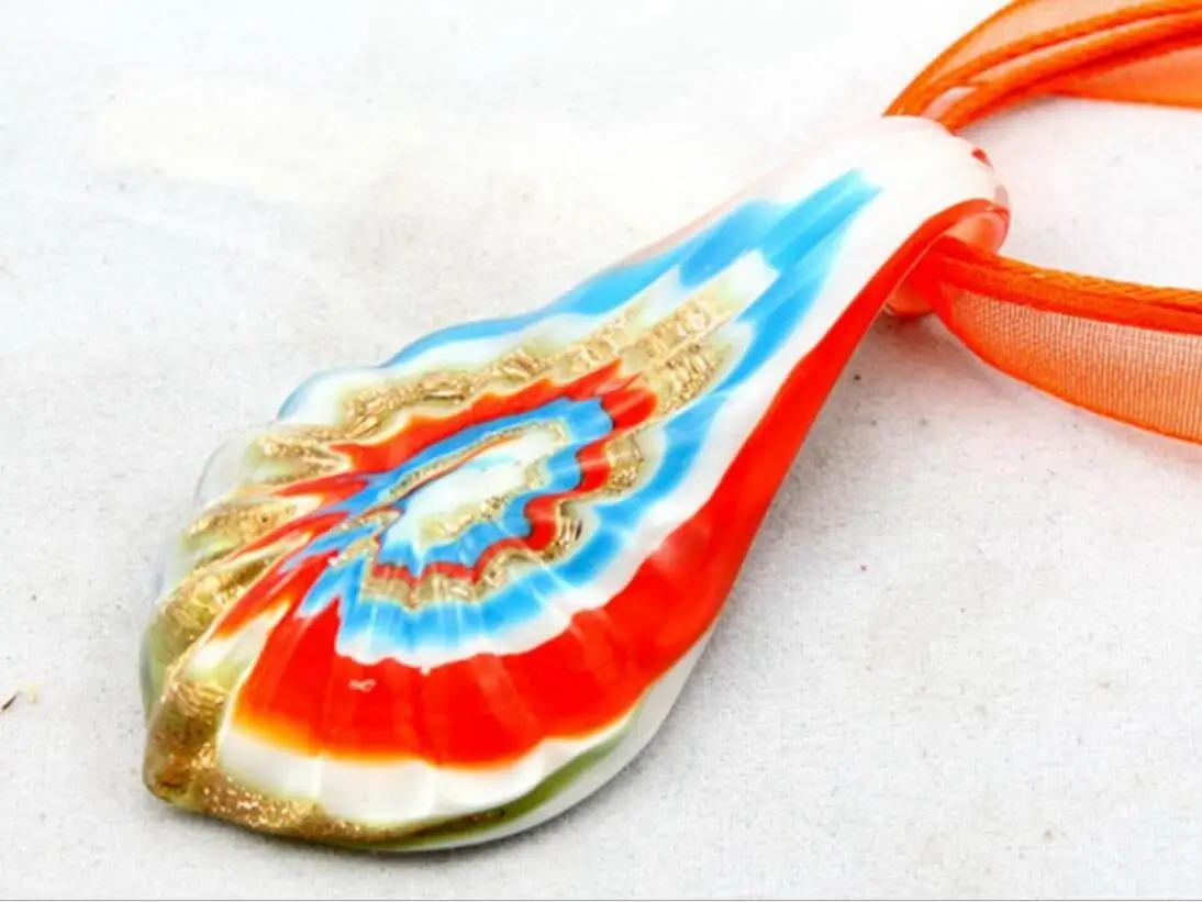 

New Handmade Murano Lampwork Glass Lovely Vortext Water Drop Pendant 60*35MM Fit Necklace LL61