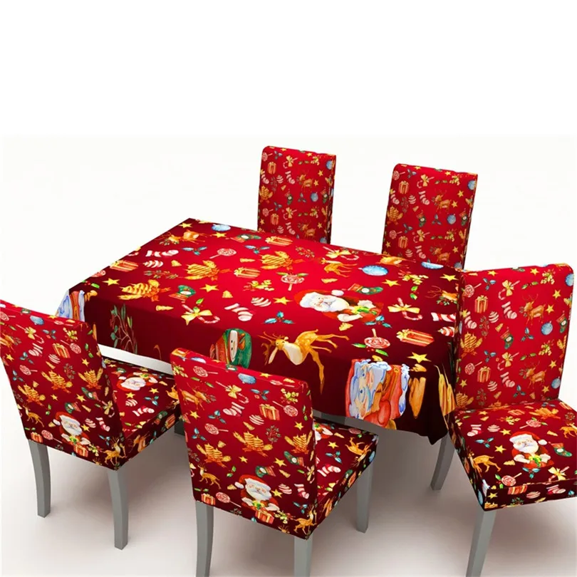 table cloth fashion 2019 Christmas Tablecloth/Chair Cover Holiday element pattern Printing christmas decorations for home #6O11 | Дом и сад