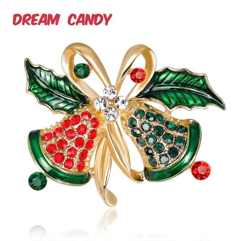 Фантазийные Красочные Стразы Рождественский Колокольчик Броши для женщин