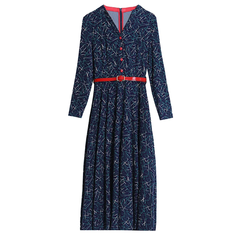 Винтажное Хлопковое платье-миди Boho с принтом; сезон осень-зима; 3XL; большие размеры; платье с длинными рукавами; элегантные женские облегающие вечерние платья