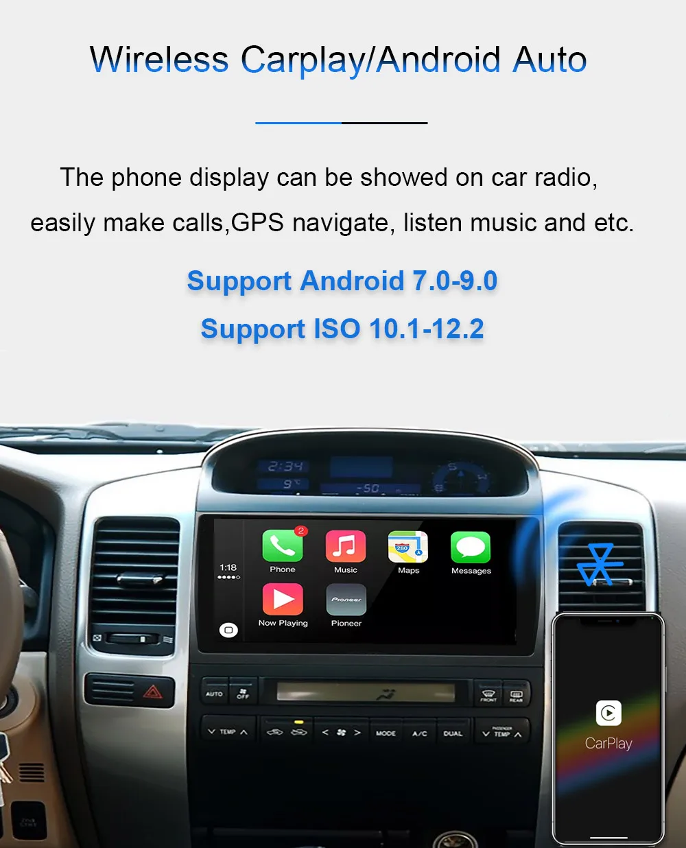 " 1din с 4G sim-картой DSP 4 Гб 64 ГБ для Toyota Land Cruiser Prado(120) Lexus GX470 Автомагнитола gps Android мультимедийный плеер
