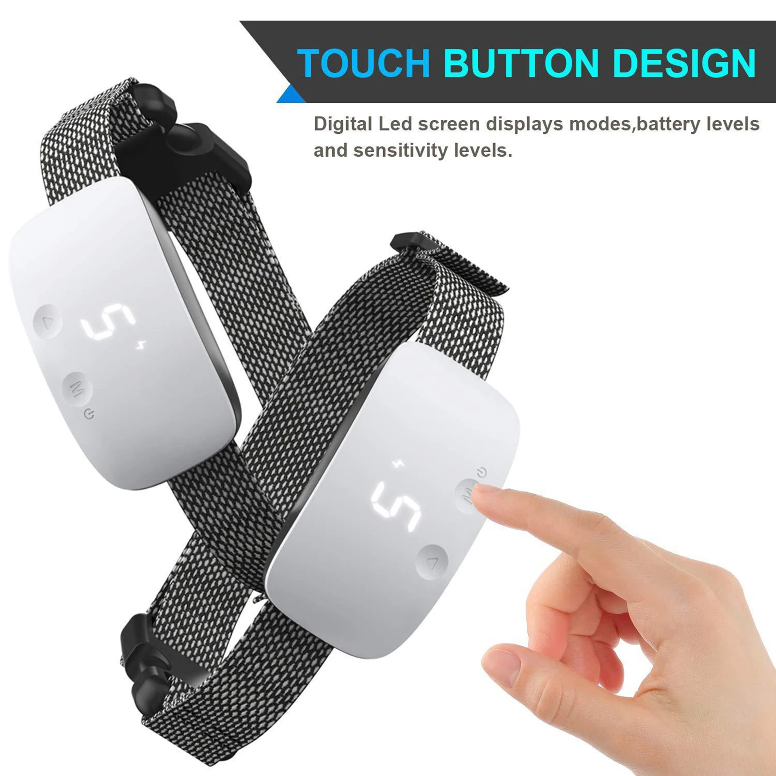

Touch Anti Bark Dog Collar Pets Dogs Bark Stop Dog Training Device Anti Barking Pet Supplies Bark Control Electronic Collar
