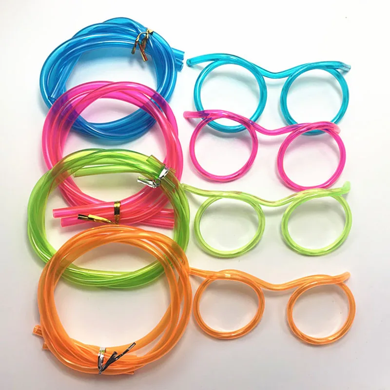 

1 Pcs Funny Soft Glasses Straw Unique Flexible Drinking Tube Kids Party Accessories Crazy Diy Straws for Birthday Party Supplies