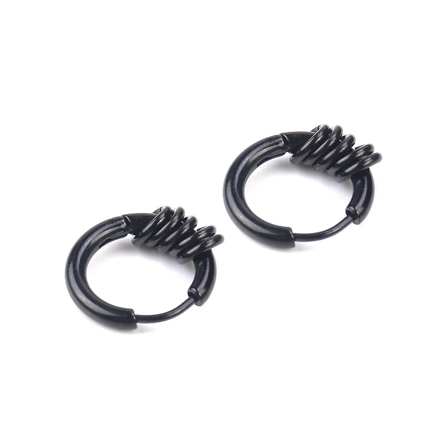 Five Round Black Модные панк из нержавеющей стали для женщин и мужчин круглые бусины манжеты Клипсы Серьги серьга в готическом стиле ювелирные изделия - Окраска металла: Five Round Black