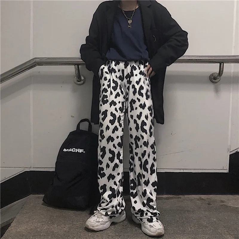 

Cow Print Pants Women Korean Style Cow Print Wide Leg Pants Harajuku Trousers Summer Korean Clothes Streetwear Women