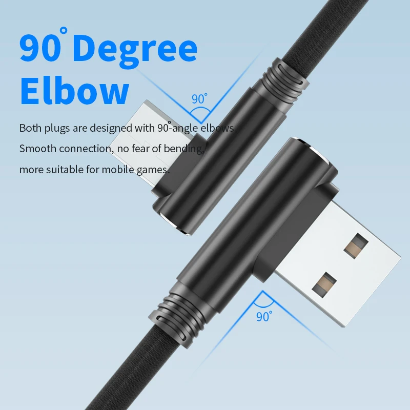 Кабель для передачи данных Type-c Micro USB кабель двойной 90 градусов под прямым углом