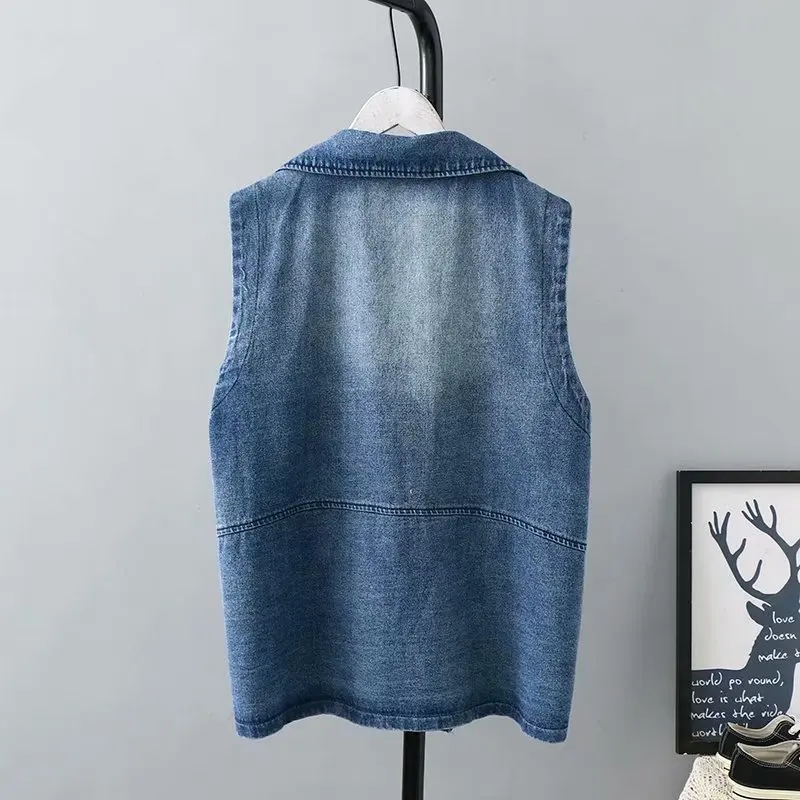 Повседневный джинсовый жилет размера плюс куртка 2019 осенняя одежда модные