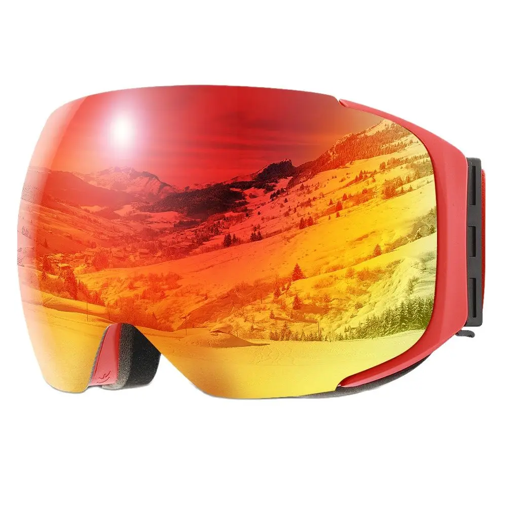 

Магнитные лыжные очки с быстросменными линзами и чехлом, комплект защитных противотуманных очков для сноуборда с защитой 100% UV400 для мужчин ...