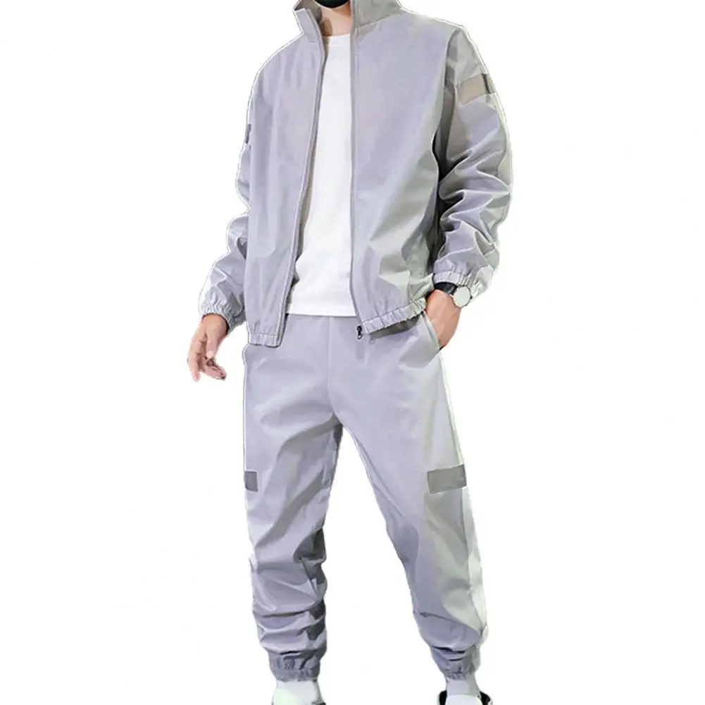 

Men Tracksuit Sportswear Jogger Men Sports Suit Pockets Quick Dry Comfortable Casual Zipper Closure Sporty Outfit for Fitness