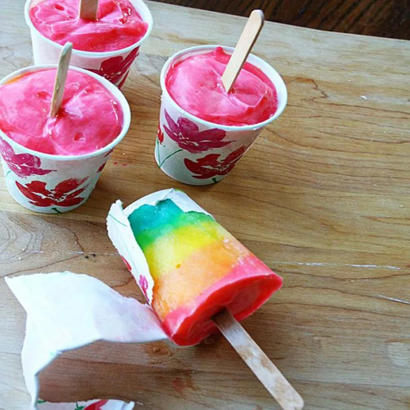 200 шт. деревянные палочки для мороженого лечения морозильник Поп красная