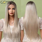 GEMMA длинные прямые светлые кружевные передние парики Omber коричневые Выделенные платиновые волосы парики для женщин на шнуровке передний синтетический парик