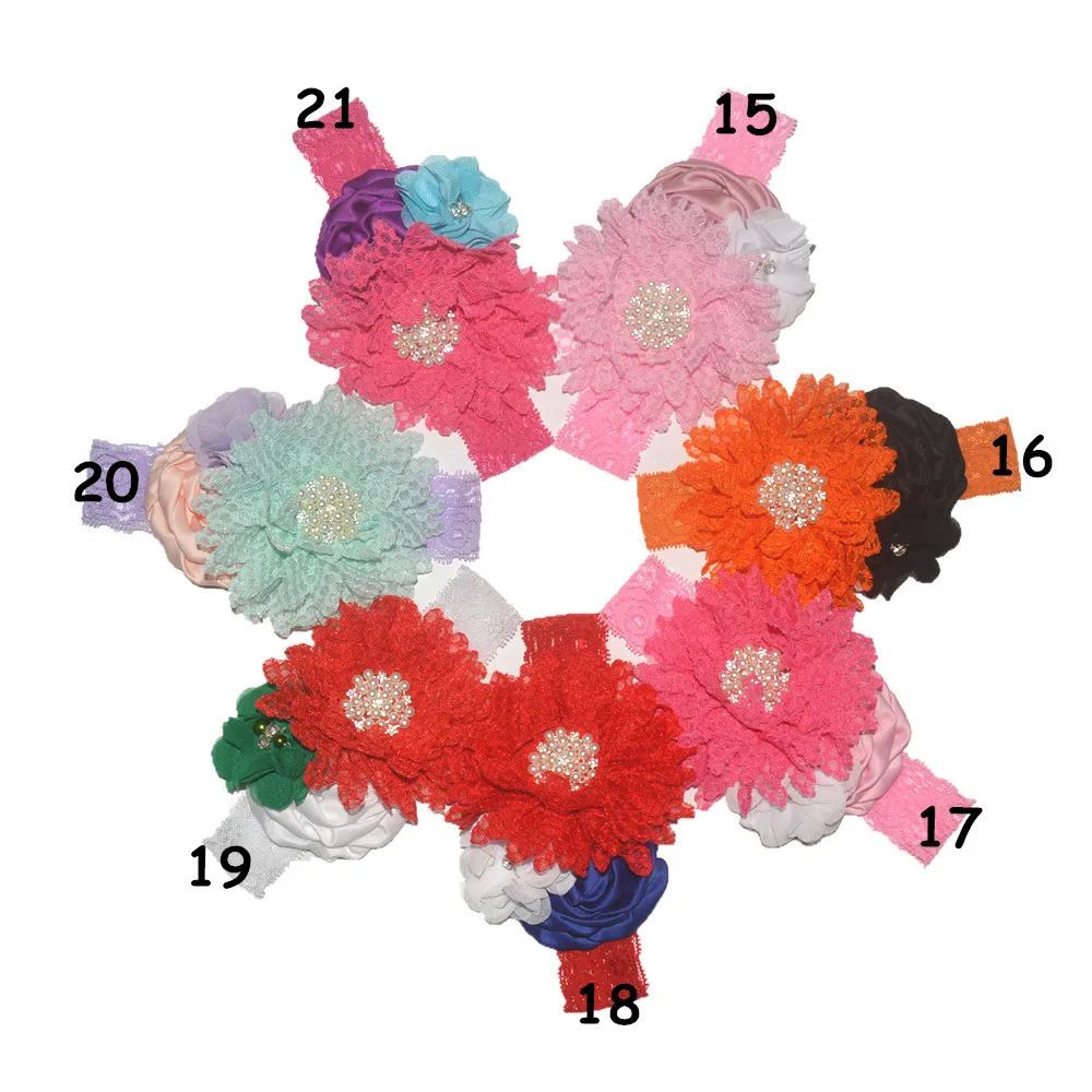 Baby girls Flower Headband Newborn Infant Pearl Flowers With Lace wide Headbands Bebes Hair accessories Phoro props Kids Turban | Мать и