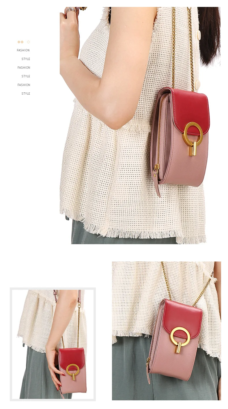 Women Genuine Leather Phone Pouch Bags for iPhone X XS 6 7 8 Small Shoulder Bag for Samsung S9 Crossbody Bags Women Phone Bag