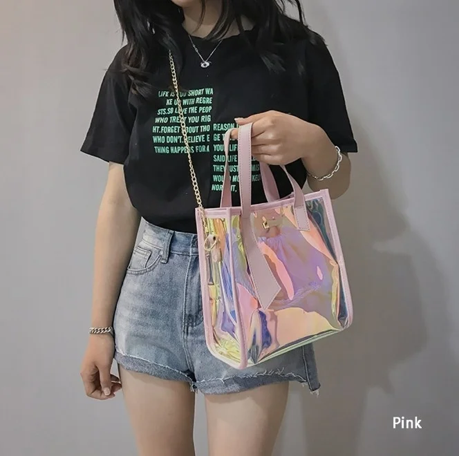 3 вида цветов продукты женская сумка модная через плечо лазерная прозрачная