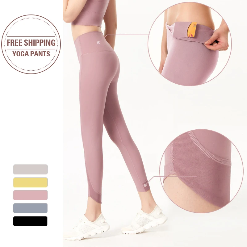 Women Sports Workout Yoga Pants Pocket Leggings Running Fitness High Elastic Waist Solid Skinny Stretch Capris Gym Leggin 2020 | Спорт и