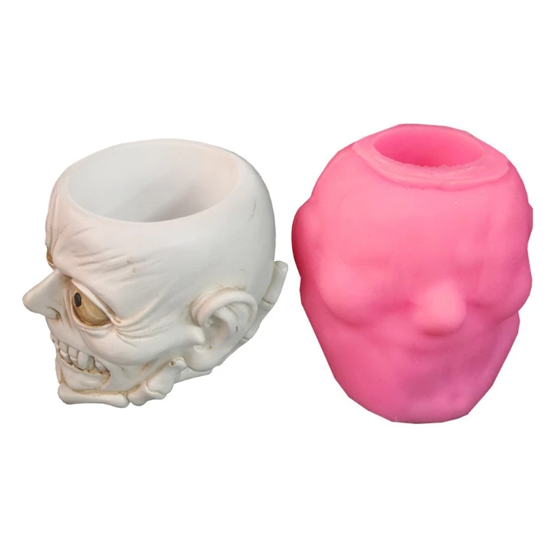 

Halloween Skull Flowerpot Epoxy Resin Mold Aromatherapy Plaster Silicone Mould DIY Crafts Plant Pot Pen Holder Mold
