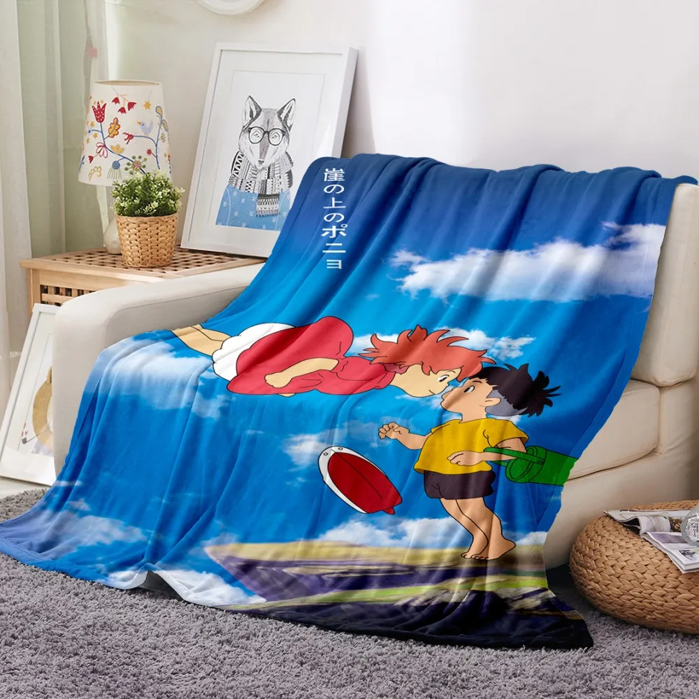 

Japan Anime Ponyo on The Cliff Flannel Soft Warm Blanket Cute Kids Bedding Bed Cover Sofa Bed Couch Travel Office DropShipping