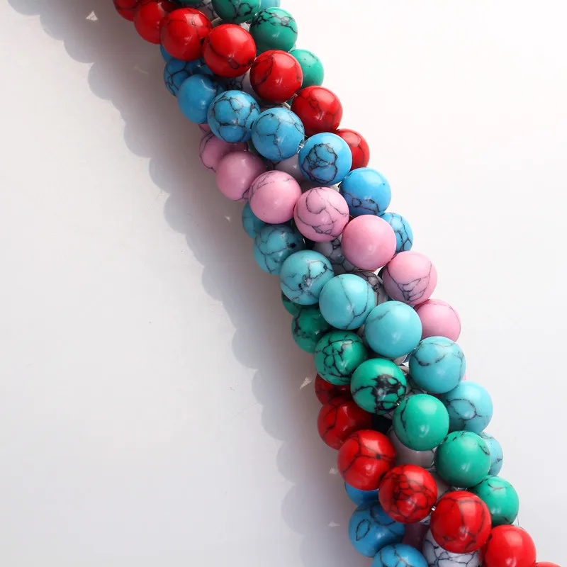 Stone Beads White Green Pink Blue Turquoises Loose For Jewelry Making DIY Bracelet Necklace Pick Size 4 6 8 10 12mm | Украшения и