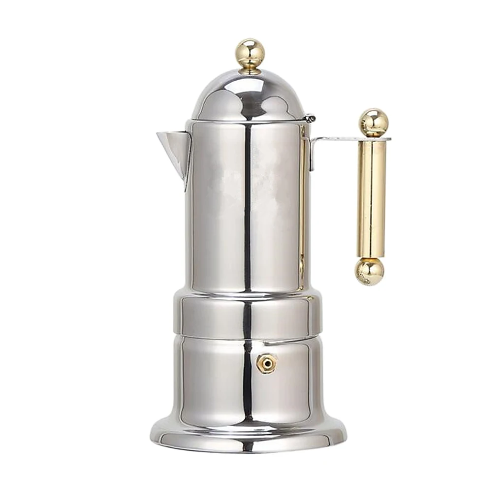 

Espresso Maker Stovetop Moka Coffee Pot Stainless Steel Latte Percolator ,4-Cup, Italia Style